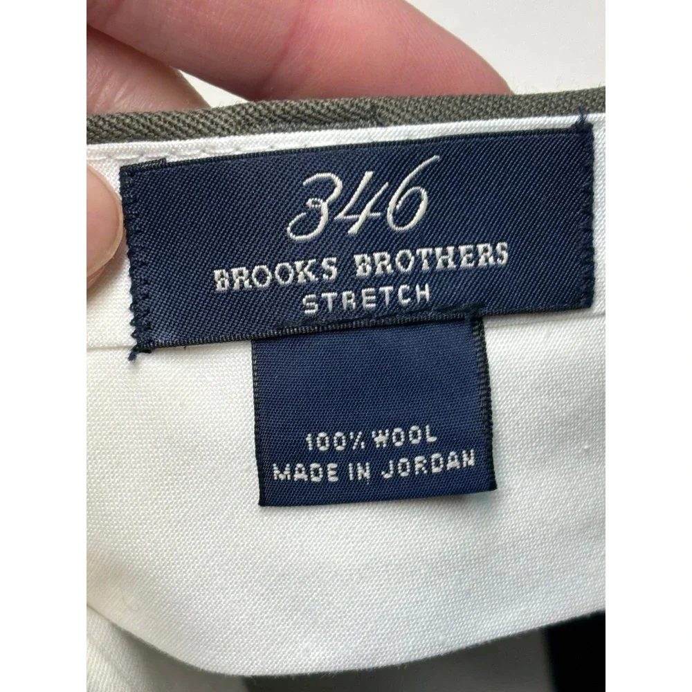 Brooks Brothers 346 Mens Olive Green‎ 100% Wool Pleated Cuffed Dress Pants 36X29